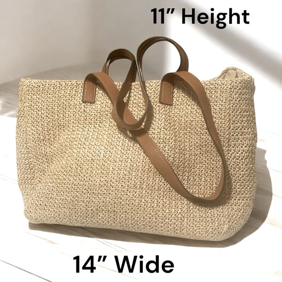 Woven Tote Bag CABANA BOY  WANTED” Black Embroidered Letters Pom Pom’s 14 x 11 - Picture 4 of 6